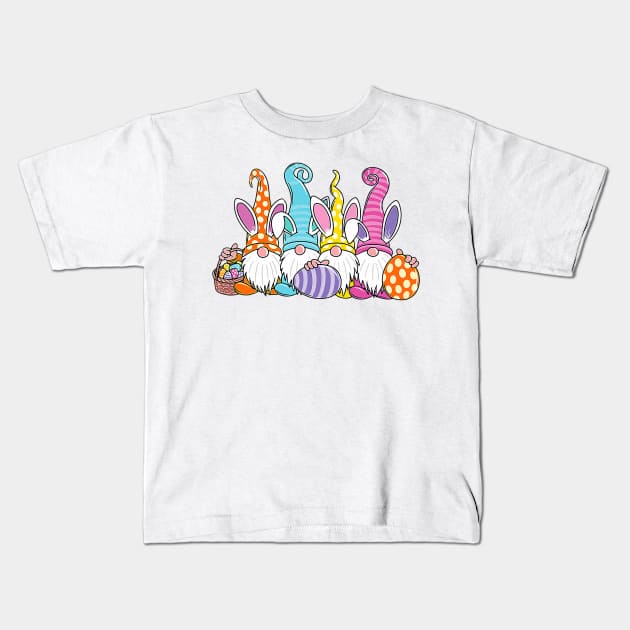 Easter Bunny Spring Gnome Easter Egg Hunting And Basket Kids T-Shirt by Mitsue Kersting
